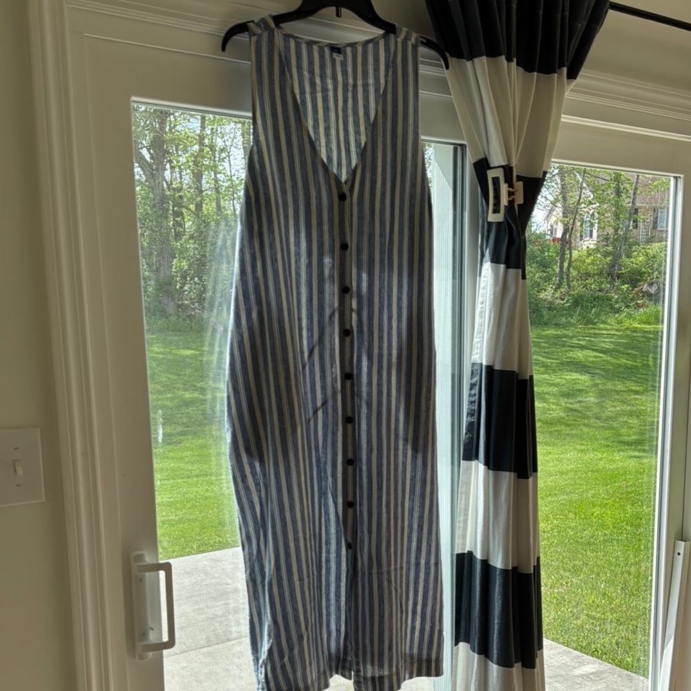 Blue and White Striped Sleeveless Dress NWOT